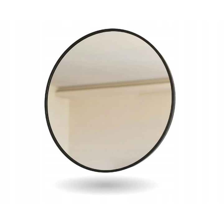 Oglinda rotunda Home & Decor Group, rama neagra, 60x60cm, rezistenta la umiditate, montare usoara
