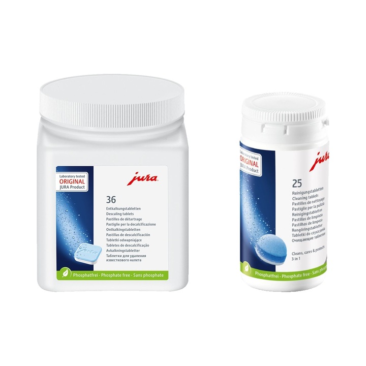 Set de intretinere Jura, tablete curatare 25 buc, tablete de decalcifiere 36 buc, universal