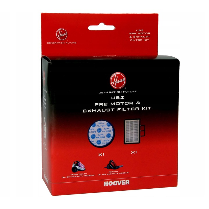 Set filtre U52 2szt, Hoover, filtr silnik, filtr wylot, albastru, 13x13,3cm