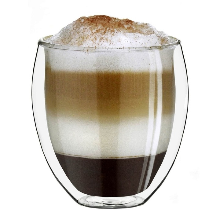 Pahar termic Creano DG-Bauchig XXL, 400 ml, sticla borosilicata, perete dublu