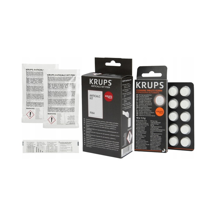 Set de intretinere pentru espressoare, Krups, tablete de curatare si demineralizare