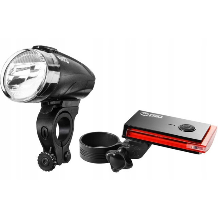 Комплект светлини за велосипед RCP Bike Eye, LED, 20 lx, монтаж без инструменти, захранване с батерии