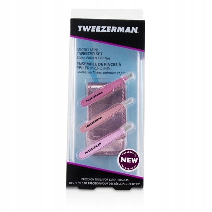 Pensete micro mini 3 darab, Tweezerman, rózsaszín, kis méret