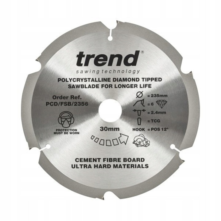 Pila Trend PCD/FSB/2356 pentru plyt ciment, 235mm x 30mm