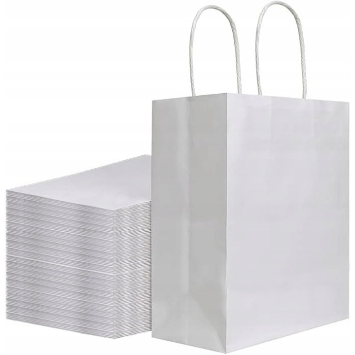 Set 100 pungi din hartie alba 20x26.5x11cm