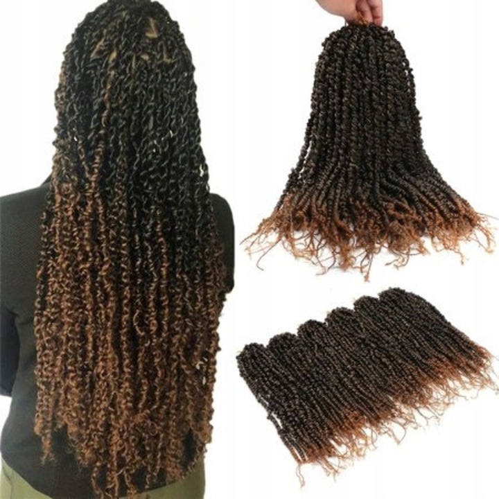 Ombre Wlosi pentru Warkoczykow 20 inch, 6 pachete, T1B/27, sintetic, prietenos cu pielea