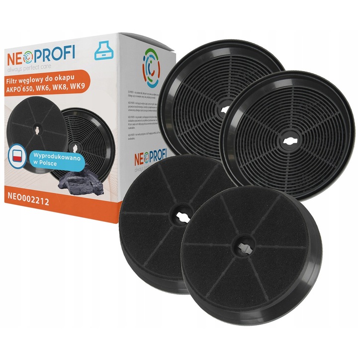 Set 4 Filtre Active Negru pentru Hote Neoprofi, 151x174x34mm