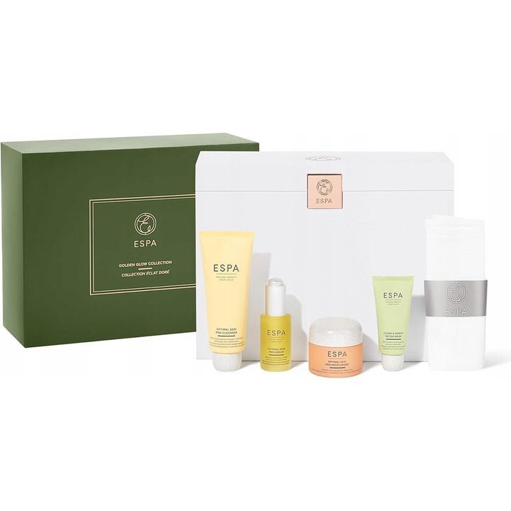 Подаръчен комплект ESPA Golden Glow, 4 продукта, хидратираща грижа, детоксикация, 30ml + 100ml + 55ml + 30ml