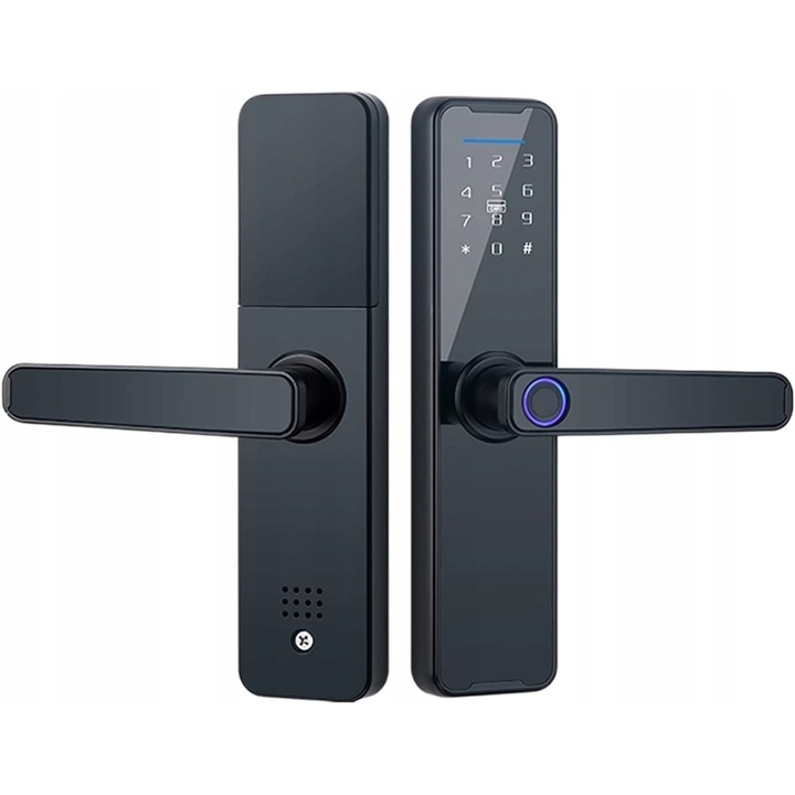Maner inteligent pentru usa, 22x160mm, A++, Bluetooth, deschidere prin aplicatie, amprenta, parola, card inteligent