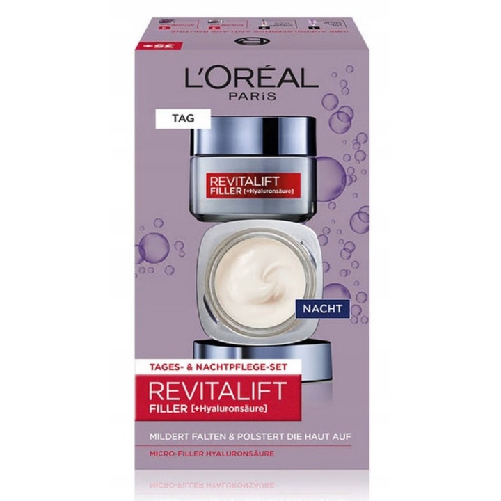 L'Oreal Revitalift Filler arckrém szett, 2 x 50 ml, öregedésgátló, regeneráló, minden bőrtípusra