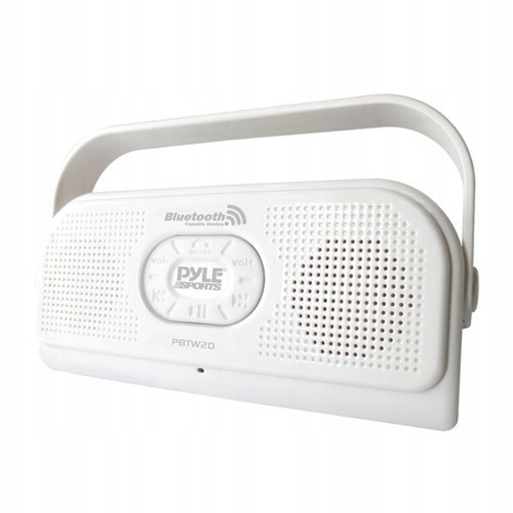 Boxa portabila Pyle PBTW20, waterproof, Bluetooth, microfon incorporat, alb