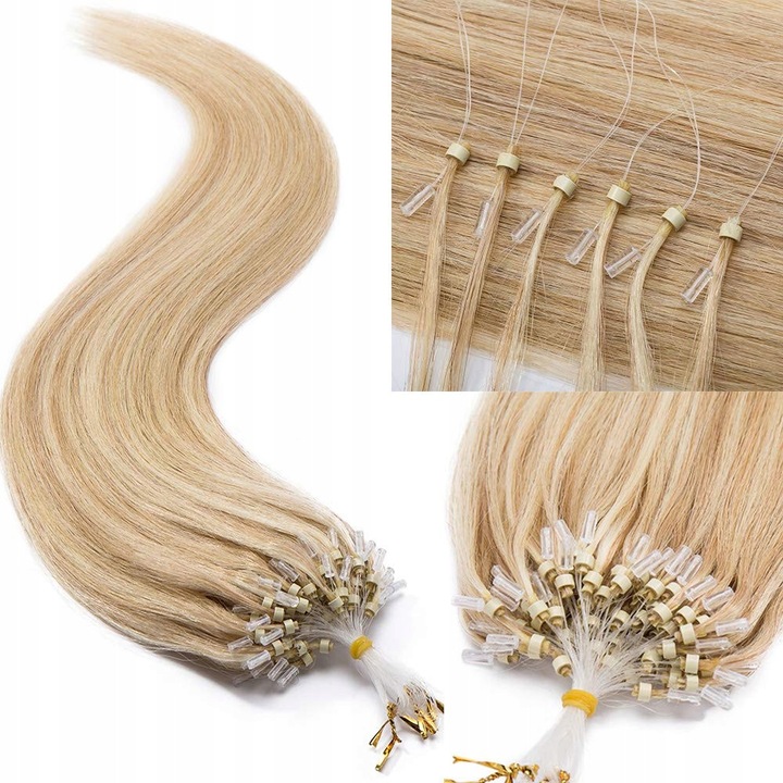 Extensii de par natural TESS Micro-Ring, 100 fire, 45 cm, blond deschis 018/613