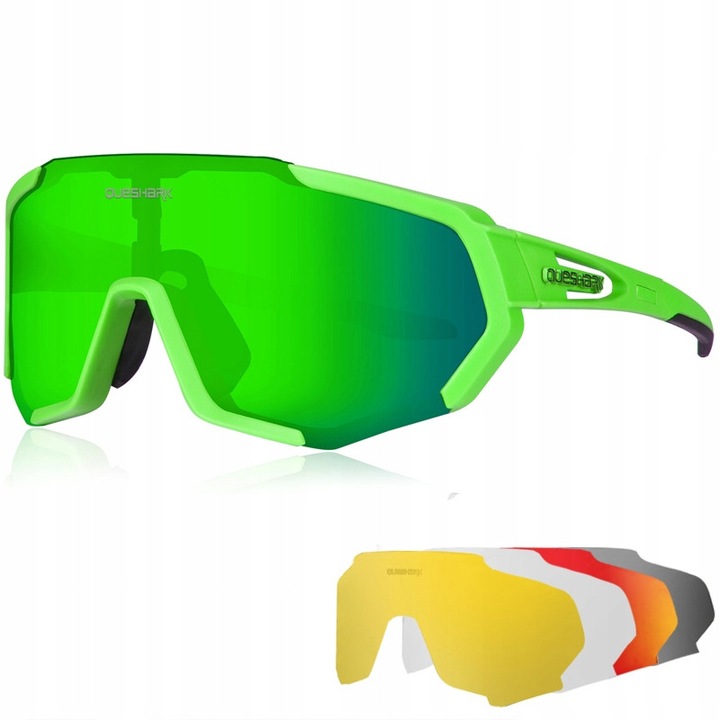 Ochelari sport Queshark QE48, TR90, 3 lentile interschimbabile, UV400, multicolor