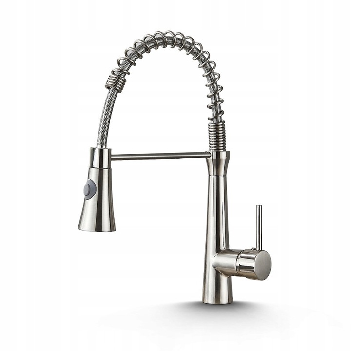 Baterie bucatarie SPRING 9, elastyca, 360°, mosiad, inox, set montaj