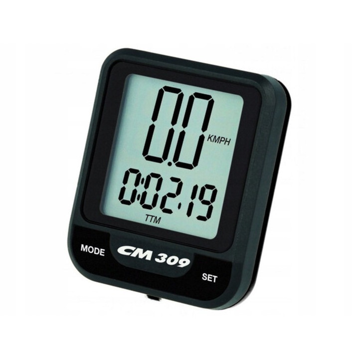 Велокомпютър CicloSport CM 309, безжичен, с подсветка, черен