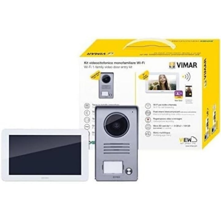 Vimar K40955 videó kaputelefon 7" monitorral, WiFi, fehér, fali rögzítés