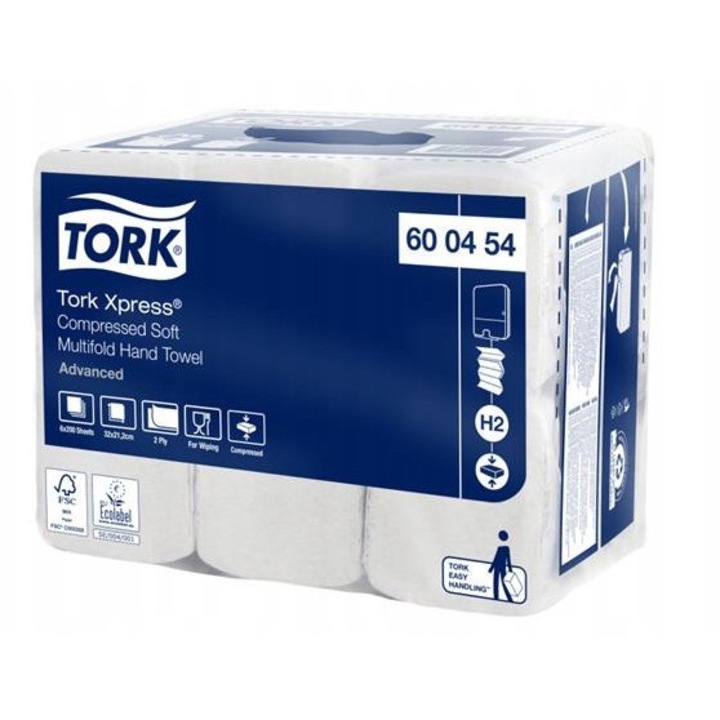 Prosoape de hartie Tork, set 6x200 foi, alb, 2 straturi, sistem H2 ...