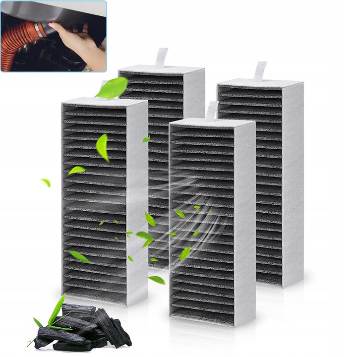 Set 4 filtre cu carbon activ pentru hote Bosch, Siemens, Neff, Gaggenau, dimensiuni 193x75x35mm