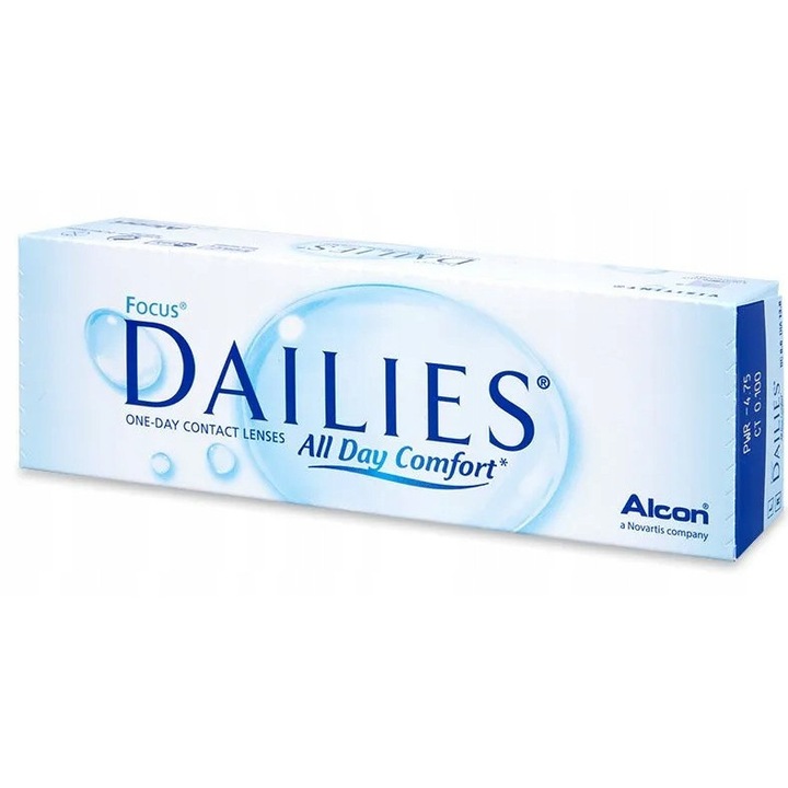 Lentile de contact Alcon Focus Dailies All Day Comfort, -1.00, 30 bucati, fara culoare, DIA 13.8, BC 8.6