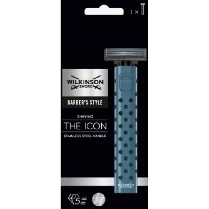 Set 4 wklady do maszynki do golenia The Icon, Wilkinson, 5 ostrzy, diamentowa powloka, pentru barbati