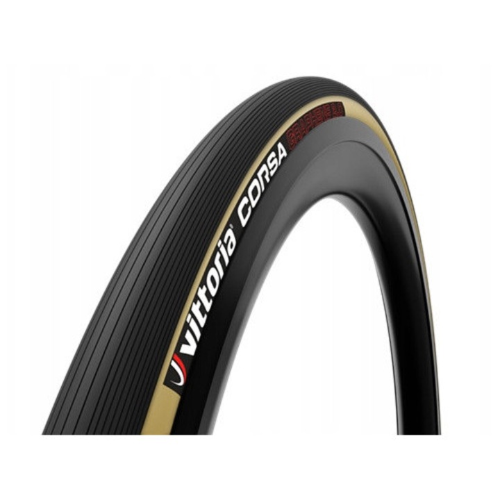 Велосипедни гуми Vittoria Corsa 700x25C Graphene, 295g, Skin/Tan Wall, защита срещу пробиване