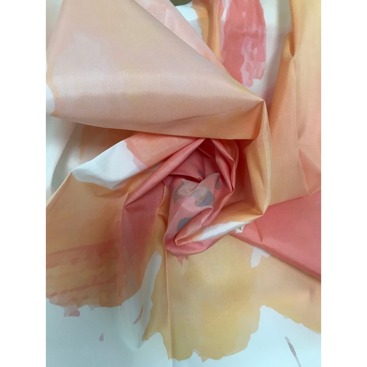 Zalona de dus, ABAKUHAUS, Kwiat, roz, 175x220cm, set cu carlige