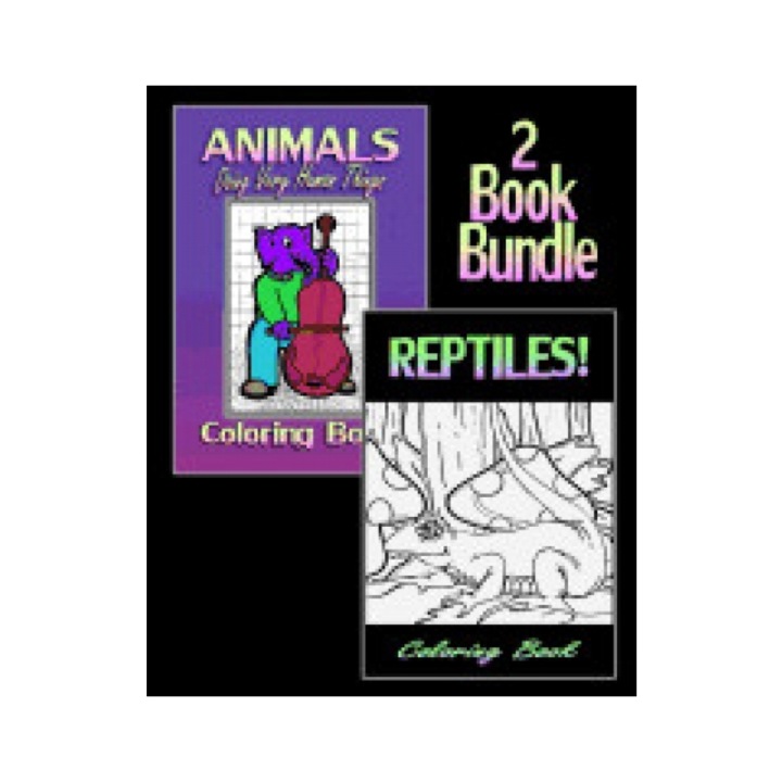 Animals Doing Very Human Things & Reptiles! Coloring Book (2 Book Bundle)