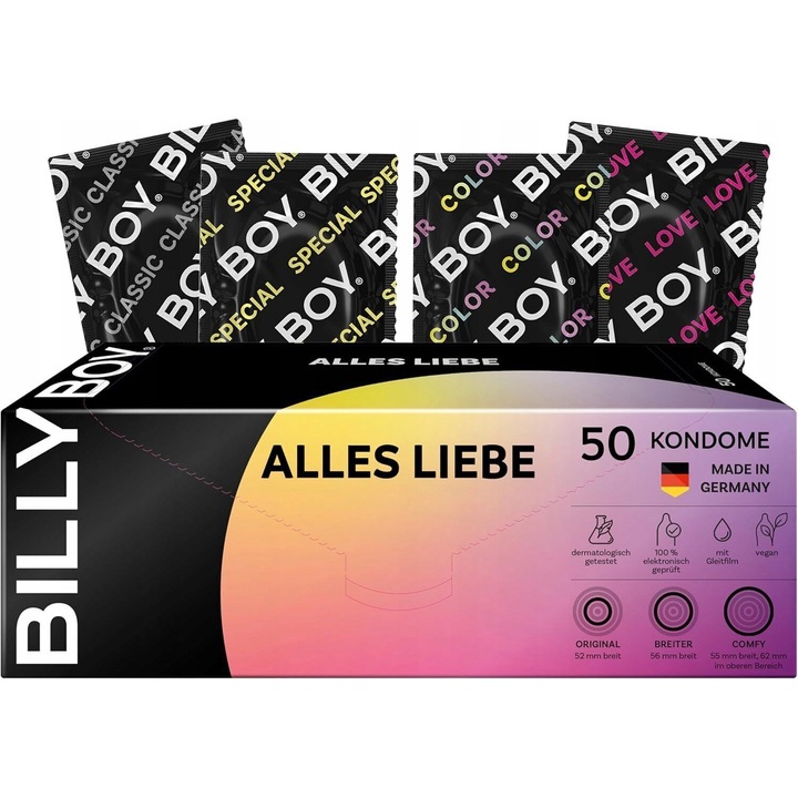Презервативи Billy Boy Alles Liebe Mix, 50 броя, латекс