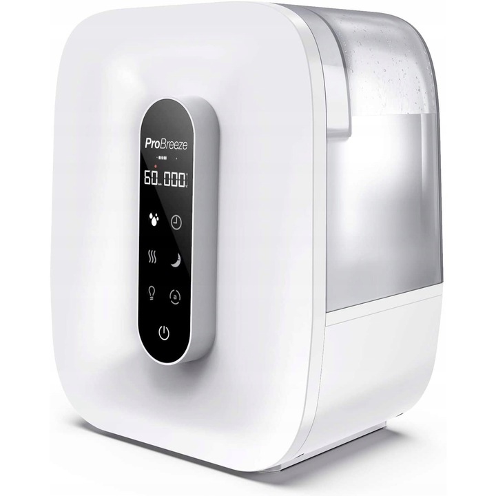 ProBreeze 5,6 l ultrahangos párásító, LED kijelzővel, páratartalom érzékelővel, illóolaj tartállyal, akár 70 m²-es helyiségekbe