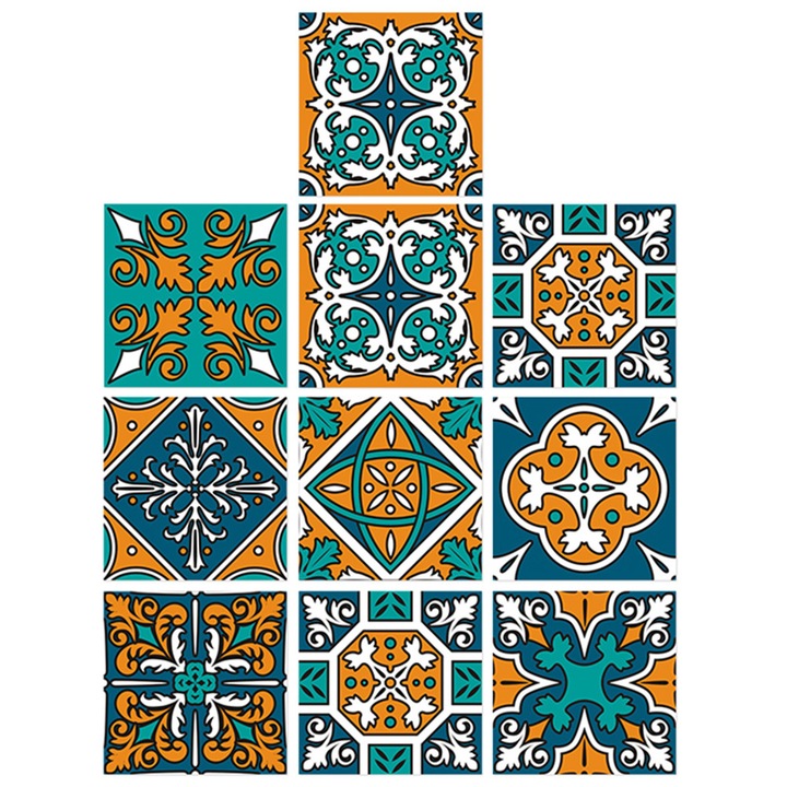 Set 12 Stickere Decorative 3D, Motif Capri, 30x15cm, Rezistent la Umiditate si Temperatura