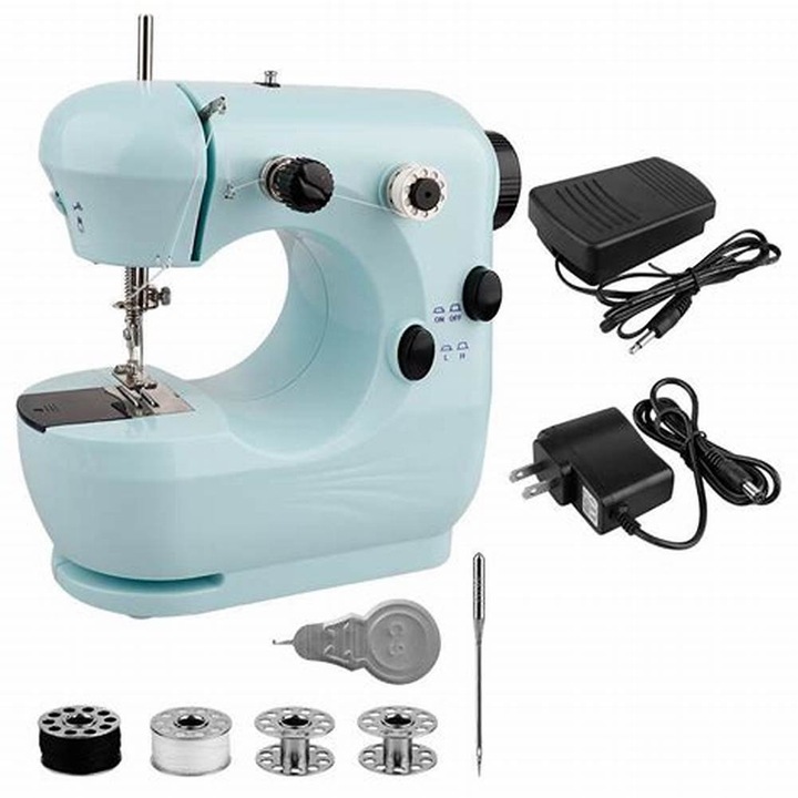 MINI Masina de Cusut JYSM-301, albastra, din plastic, 1 tip de cusatura
