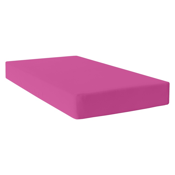 Cearceaf cu elastic Basic, fucsia, 90x200x32cm, bumbac, 150g/m2