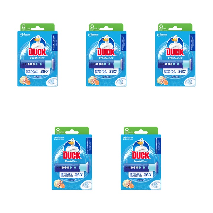 Disc de gel de toaletă, SC Johnson, Fresh Discs Marine, 5 bucăți, parfum marin, 36 ml