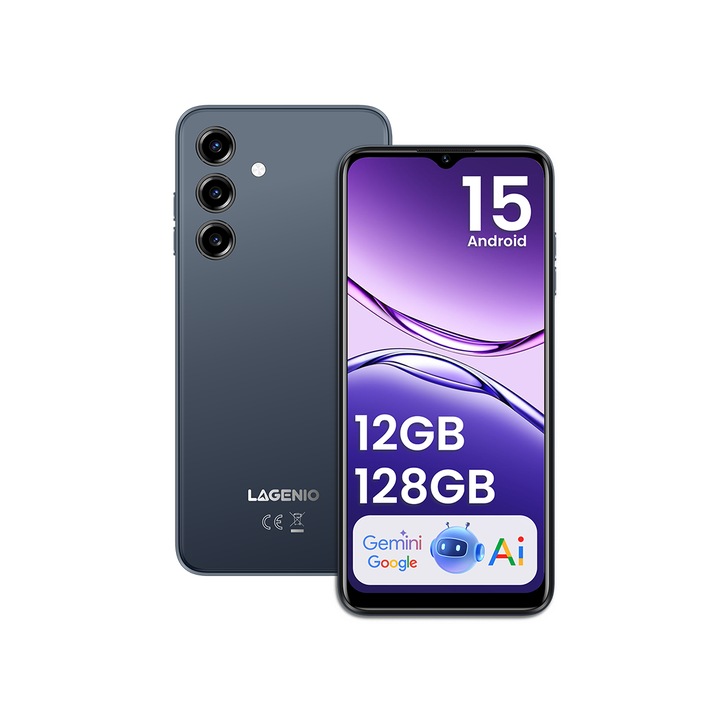 Lagenio A10 Pro mobiltelefon, 4G, 128GB, 4GB, Éjkék