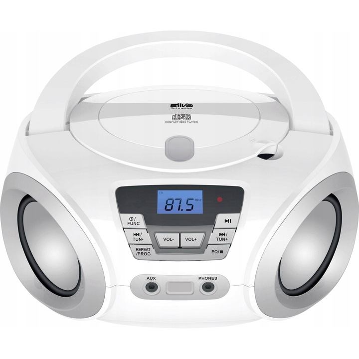 Radio-CD portabil, Silva Schneider, alb, 240x121x218mm, 40W, FM