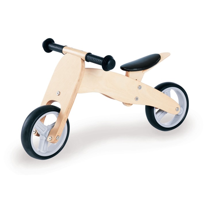 Bicicleta pentru copii, Pinolino, model Charlie, din lemn de mesteacan, 6 trepte de inaltime, 66x41cm, multicolor