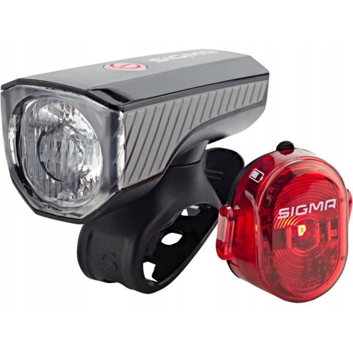 Set lumini bicicleta Sigma Aura 40 USB + Nugget II, 40 Lux, rezistent la apa, montaj fara unelte