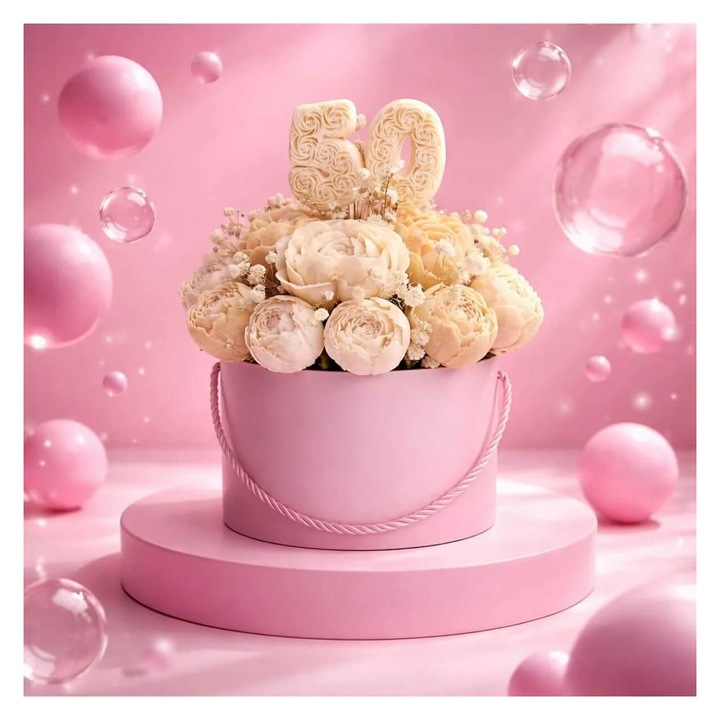 victiny Aranjament floral din flori de ceara parfumata de soia si flori naturale uscate, Victiny