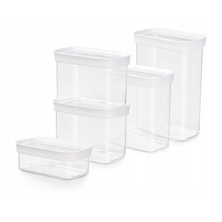 Комплект 5 кутии за храна Emsa, прозрачни, запечатани, 100% безопасни, координирани размери