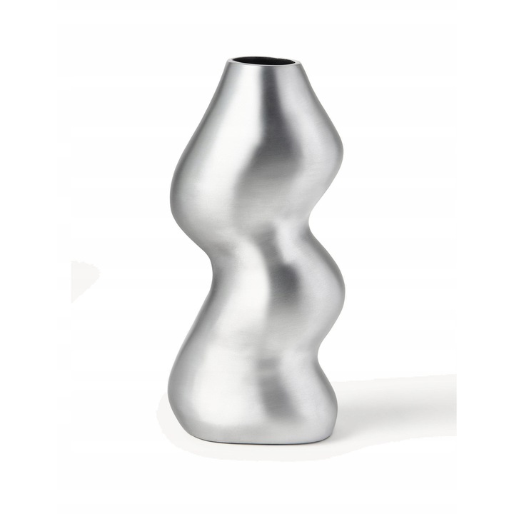 Vaza Lunor, 13x29cm, aluminiu, nuante de argintiu, mat