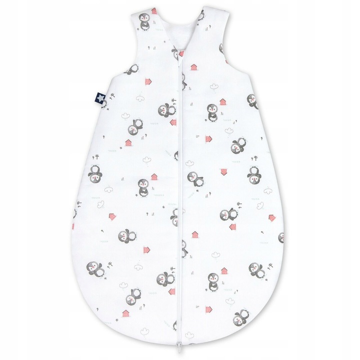 Sac de dormit pentru copii, Pingwin, 100% bumbac, r.90, design confortabil