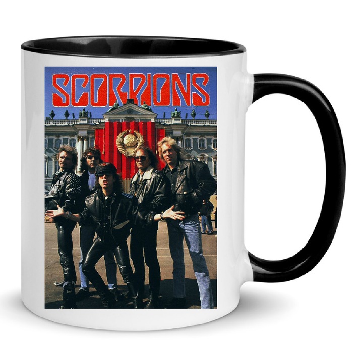 Cana Scorpions No11, ceramica, 330ml, alb si negru, design modern, lavabila la masina de spalat.