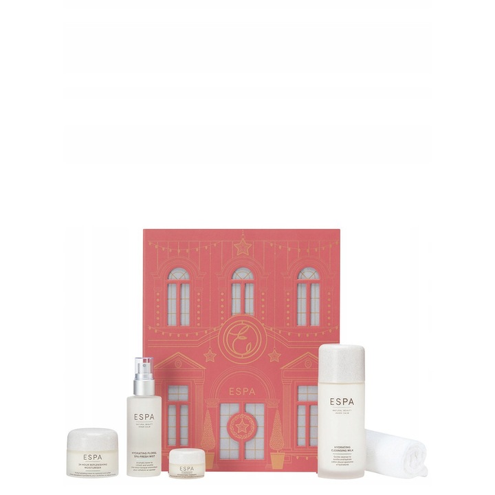 Комплект козметика, ESPA Harmonising Hydration, 200ml почистващо мляко, 100ml флорален спрей, 55ml хидратиращ крем, 15ml нощна терапия
