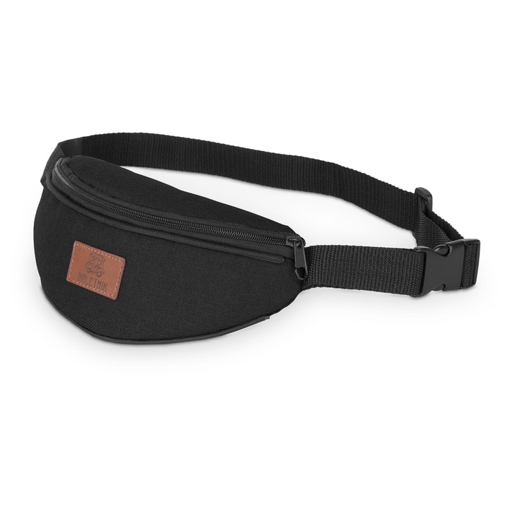 Kaletnik Jedun női övtáska, fekete, vízálló anyag, fő rekesz cipzárral, állítható pánt