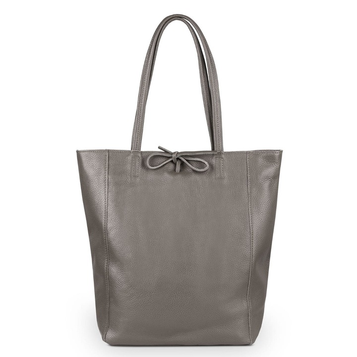 Geanta dama, Vera Pelle, incapatoare, piele naturala impermeabila, culoare taupe, dimensiuni A4