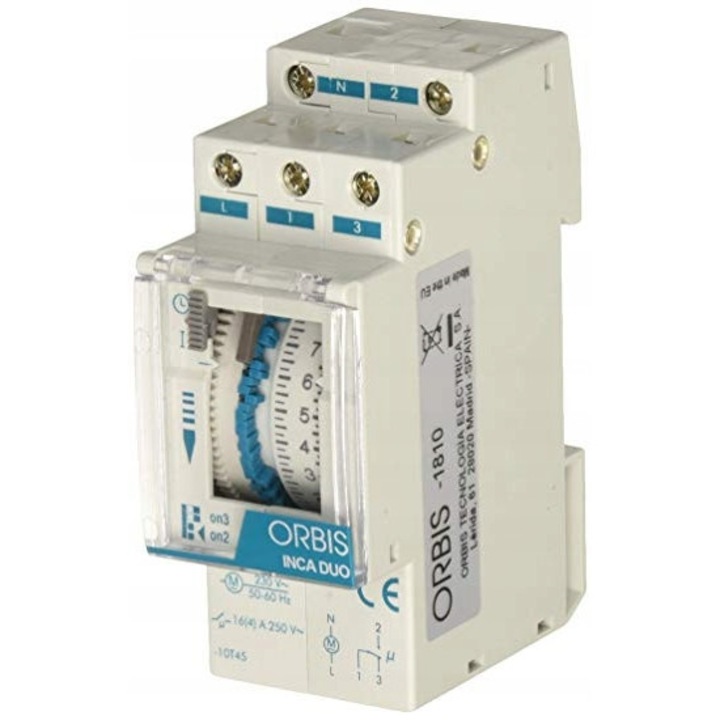 Модулен таймер превключвател, Orbis, 12V, 24-240V, монтаж на DIN шина