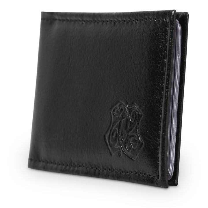 Портфейл от естествена кожа Kaletnik, RFID защита, 8 джоба, черен