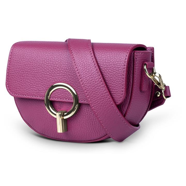 Vera Pelle Gusto bőr estélyi táska, fukszia, kis méretű, levehető pánttal