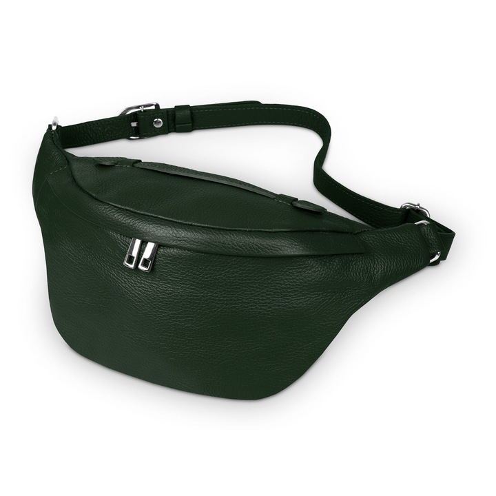 Bőrtáska, Vera Pelle, üveg színű, állítható méretek 90x125cm, fő rekesz cipzárral