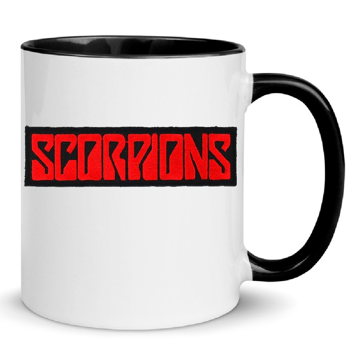 Cana Scorpions No13, ceramica, 330ml, alb si negru, design modern, lavabila la masina de spalat.